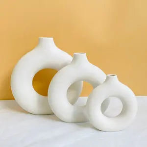 Circle Donut Wedding Unique Modern Home Decor Ceramic Vases