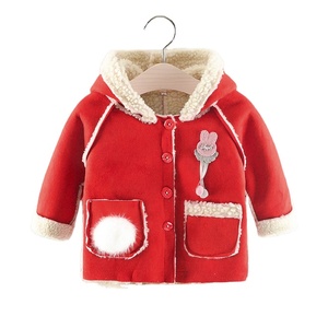 Zhejiang Huzhou Top quality custom red children warm pocket coat kids girls winter suede plush coats - Product Image 1