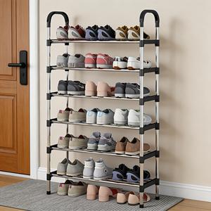 Zapatero ajustable de 6 niveles que ahorra espacio, estante metálico multifuncional para zapatos, fácil de montar, estantería de almacenamiento para la entrada - Product Image 1