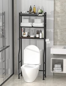 Étagère <span class=keywords><strong>de</strong></span> rangement pour salle <span class=keywords><strong>de</strong></span> bain au-<span class=keywords><strong>dessus</strong></span> des toilettes, étagères <span class=keywords><strong>de</strong></span> salle <span class=keywords><strong>de</strong></span> bain autoportantes en bois, étagère <span class=keywords><strong>de</strong></span> rangement au-<span class=keywords><strong>dessus</strong></span> des toilettes avec porte-papier - Product Image 2
