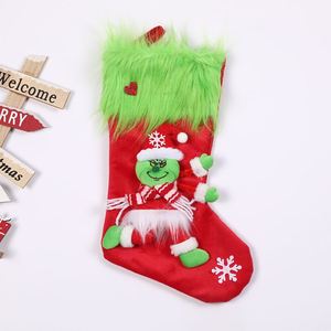 Calcetín Navideño Blanco con Lindo Diseño de Dibujos Animados, Bolsa de Regalo Reutilizable para Decoración Navideña y para Niños y Familia - Product Image 3