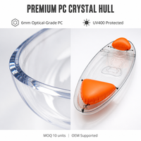 Kayak transparent en polycarbonate pour une personne, canoë transparent, bateau à rames pour la mer, le lac, les sports nautiques