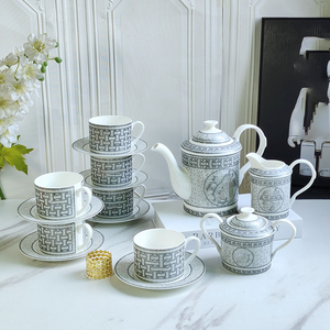 Ensemble de thé et de café en porcelaine fine européenne de luxe, 15 pièces, avec couleur et logo personnalisables, pour la maison et le bureau, vente chaude - Product Image 1