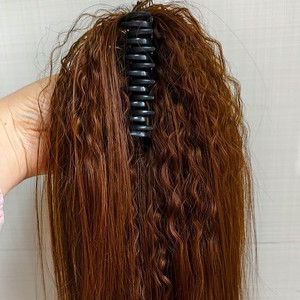 Queue de cheval mi-haute de style latino-américain pour femme, Morgan Straight Curl, à clipser, effet cascade, volumineuse, 80g - Product Image 1