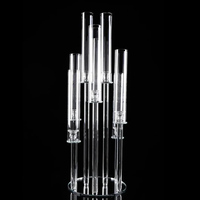 Candélabre en verre cristal LANJO moderne à 3/5/7/8/9/10 bras avec base miroir, hauteur 65-120 cm, centre de table transparent pour mariage