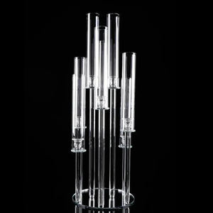 Candelabro de cristal LANJO Tall de 3/5/7/8/9/10 brazos con base de espejo, centro de mesa transparente para bodas, candelabros de mesa. - Product Image 4