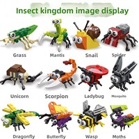 Blok Bangunan Hewan Serangga Lucu Kreatif Plastik 40-Piece Set Mainan DIY Blind Bag Model 168 Laba-laba Kalajengking Puzzle Perakitan