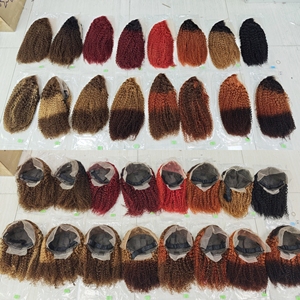 Pelucas de Cabello Humano Rizado Jerry con Encaje Frontal Completo 13x4, Color Ombre, Ondas de Agua, Rizos Profundos con Cabello de Bebé y Encaje Transparente - Product Image 1