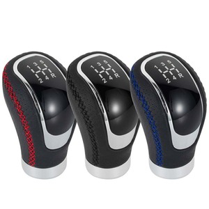 Car Gear <b>Knob</b> Leather Manual Transmission <b>Shift</b> <b>Knob</b> Ergonomic Design For Manual Cars Set With Red Blue Black Stitching - Product Image 1