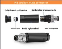 Connecteur d'aviation M8 DC 3 broches 4 trous mâle-femelle pour capteur, sans soudure, câblage par vis, étanche, personnalisable