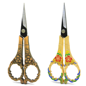 Ciseaux à broder 4,4 pouces en acier inoxydable à pointe aiguisée, ciseaux vintage à motif floral pour travaux manuels DIY - Product Image 1