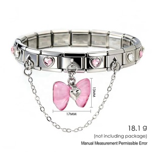 Fashion Heart Element Combination Set Stainless Steel Italian Charm Link Fit 9mm Stainless Steel Bracelet DIY Making Jewelry - Product Image 3