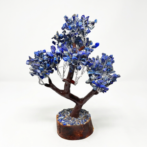 Handmade Real Touch Lapis Lazuli Gemstone Folk Art <b>Tree</b> Sculpture Silver Golden Wire Base for Home Feng Shui Decoration 300 - Product Image 1