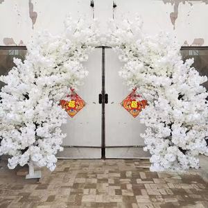 Flores artificiales blanco Sakura telón de fondo interior al aire libre boda fiesta escenario decoraciones Cerezo flor árbol Metal arco - Product Image 3