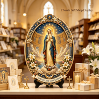 Placca in Resina Personalizzata della Vergine Maria con Incisione 3D e Stampa UV, Oggetto Religioso Cattolico Ovale per Decorazione Murale