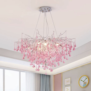 Lustre moderne en verre rose, luminaires colorés pour chambre <span class=keywords><strong>de</strong></span> fille, lampe pour chambre <span class=keywords><strong>de</strong></span> princesse, <span class=keywords><strong>dressing</strong></span>, décoration <span class=keywords><strong>de</strong></span> magasin <span class=keywords><strong>de</strong></span> vêtements - Product Image 2