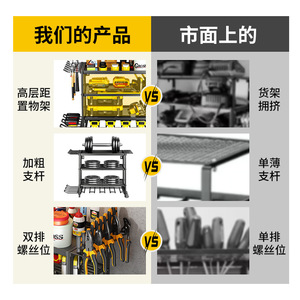 Sea Shark Triple Layer <b>Tool</b> Rack Carbon Steel Storage Organizer Garage Workshop <b>Tool</b> Cabinet With <b>Hooks</b> And Shelves - Product Image 3