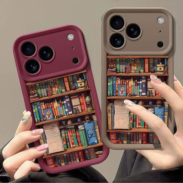 Bookcase Pattern High Quality Soft TPU Mobile Cell Phone Case Back Cover for Iphone 17 Pro Max 16 Pro 14
