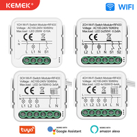 Interrupteur intelligent WiFi KEMEK avec commande 1 à 4 voies pour l'automatisation domestique standard européenne, interrupteur intelligent pour éclairage