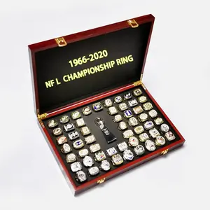 2023 New Nfl 1966-2020 SuperBowl Rugby Football Championship 55 Rings Set With Prize Cup Trophy Set Wooden Box Men's Jewelry