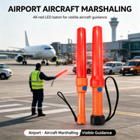 Bâton de signalisation LED rouge intégral, alimenté par batterie, IP65, portatif, pour le guidage d'aéronefs en aéroport, vente en gros OEM Lzk