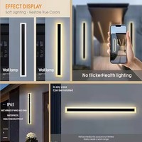 Applique murale LED linéaire moderne en fer et acrylique noir, étanche IP65, pour jardins et villas extérieurs, dimmable, IRC 90, garantie 3 ans