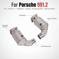 Tubería de Escape de Alto Flujo de Acero Inoxidable T304 de 200 Celdas para Porsche 991.2 3.0T 2016-2017, Tubo de Escape para Mejora de Potencia del Motor