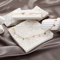 Collier tendance minimaliste en acier titane pour femme, chaîne de clavicule de niche, collier à multiples zircons ronds pour un look élégant