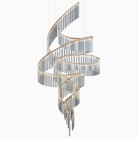 Lustre en cristal moderne en spirale, grande lampe suspendue LED de luxe pour hall de villa, plafonnier pour plafond haut
