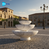Fontaine à trois niveaux de style contemporain, fontaine grecque pour femmes, statue en marbre blanc, design européen moderne, grande fontaine à plusieurs niveaux