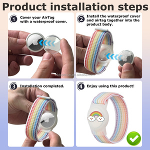 Bracelet pour enfants dessin animé pour <span class=keywords><strong>Apple</strong></span> AirTag, étui de protection pour AirTag, support de suivi GPS, bracelet en nylon réglable, bracelet de montre - Product Image 2