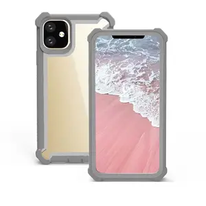 Transparent Space TPU PC 3 In 1 Combo Acrylic Back Cover Defender Phone Case For iPhone 11 Pro Max Clear Colorful Bumper Case