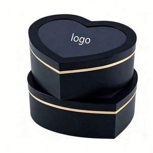 Factory Direct Customizable Black Heart-shaped <b>Gift</b> <b>Box</b> With Window Elegant Ideal for Valentine's Day & Flower Packaging - Product Image 1