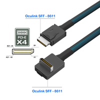 Câble OCuLink SFF-8611 à angle droit 180/90 degrés, cordon de données en nylon avec feuille de cuivre pur PCIe X4 pour serveur GPU/NVMe SSD