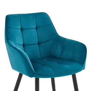 Fauteuil de salle à manger moderne de luxe en tissu velours <span class=keywords><strong>turquoise</strong></span> avec pieds en métal - Product Image 5