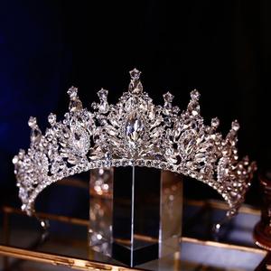 Couronne Baroque Européenne Strass Métal Alliage Cristal Mariage Couronne de Cheveux de Mariée Princesse Reine Fleur Bandeau Diadème - Product Image 6