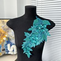 Patch en tulle brodé à la main avec perles et sequins, appliqué en dentelle pour accessoires de robe de mariée - Vente en gros