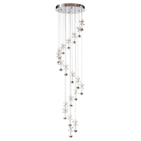Lustre d'escalier moderne VH LED en cristal en spirale en acier inoxydable, luminaire suspendu en cristal pour villa