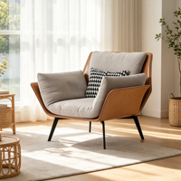 Fauteuil de loisirs moderne et minimaliste en métal, structure en acier inoxydable, canapé monoplace pour salon