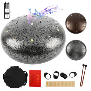กลองเหล็กขนาด12นิ้วกระทะขนาด13นิ้วพร้อมไม้ตีกลองและแผ่นรองนิ้วทำจากโลหะ - Product Image 1