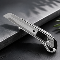 Couteau utilitaire robuste tout métal 18 mm, antidérapant, avec verrouillage coulissant, lame SK5 amovible, coupe-boîte