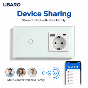 Interruptor de Luz Táctil Inteligente UBARO WiFi de 2 Canales, Panel de Vidrio Templado de 157 mm, Clasificación IP20, Monitor de Energía, Compatible con Tuya Smart Life Home - Product Image 3