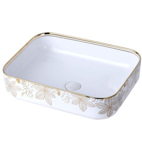 <span class=keywords><strong>CORONIS</strong></span> E809-2 Lavabo de salle de bain en céramique de style occidental au design moderne, finition dorée, facile à nettoyer, pour usage domestique et hôtelier, garantie 5 ans - Product Image 5