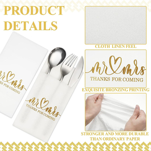 Chất Lượng Cao Tùy Chỉnh Khăn Ăn 1/8 Gấp Bữa Ăn Tối Khăn Ăn Giấy Airlaid Khăn Ăn Với Dao Kéo Túi Cho Nhà Hàng Bên - Product Image 4