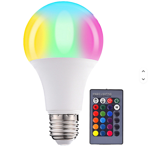 RGB Smart LED Bulb Light 3W 5W 7W 9WV12W 50mm 60mm 70mm 80mm 16 Colors with Remote Control E27 Lamp for Living Room B22 Base