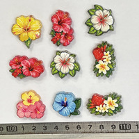 Perles à double trou en relief motif fleur d'hibiscus tropicale, accessoires pour bijoux faits main DIY, matériaux pour stylos perlés, vente en gros