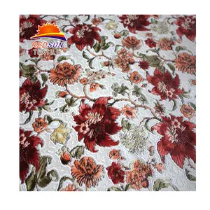 Free Sample Factory Suooly Flower Series 100% Polyester Sofa 3D Floral Brocade Jacquard Fabric