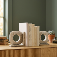 Porte-livres en marbre faits à la main, support décoratif en pierre, porte-livres géométriques modernes pour la maison, le bureau, la bibliothèque, la table, ensemble de décoration d'étagère