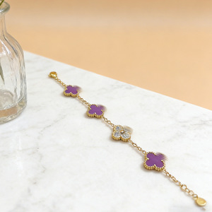 Pulsera de <span class=keywords><strong>Acero</strong></span> <span class=keywords><strong>Inoxidable</strong></span> Directo de Fábrica, Nueva Colección de Joyería de Trébol de Cuatro Hojas con Baño de Oro de 18K, Serie Lenguaje de Flores, Superventas - Product Image 5