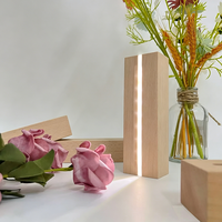 Lámparas de Mesa LED con Base para Lámparas de Batería AAA, Soportes de Madera para Lámparas Nocturnas LED, Lámparas LED Inalámbricas Cálidas, Luces de Madera para Decoración de Habitaciones